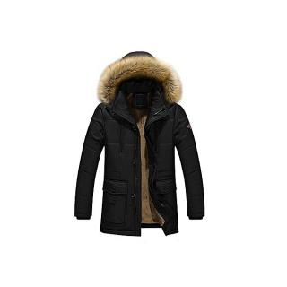 Men's Warm Down Cotton Jacket Fur Collar Thick Winter Hooded Coat Outwear Parka