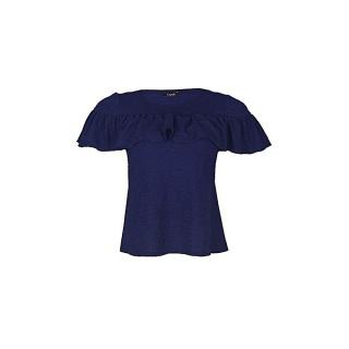 Cape Frill Detail Short Sleeve Blouse - Navy Blue