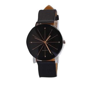 New Exotic Rhinestone Leather Wrist Watch - Black