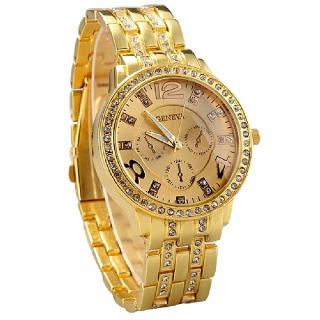 Unisex Matching Outfit Gold Plated Crystal Stone Watch