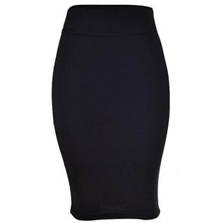   Fitted Bodycon Midi Skirt - Black