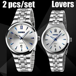 Couple's Wrist Watch Set (2pcs) Luxury Brand Lovers Watch Men Watch And Women Quartz Watch Calendar Waterproof Wristwatch Valentine Gift Girlfriend Gift