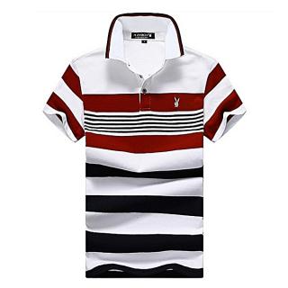 Men Polo Shirt New Summer Casual Striped Cotton Men's Polo Solid Polo Shirt Polo Ralp Men Camisa-red