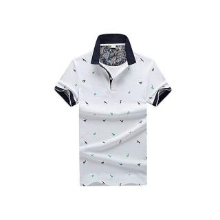 Mens Printed POLO Shirts 100% Cotton Short Sleeve Camisas Polo Casual Stand Collar Male Polo Shirt-white (1 Unit Per Customer)