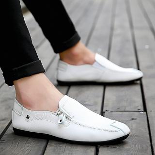 Men's Casual Shoes Tide Shoes Personality Korean Loafers Shoes-White