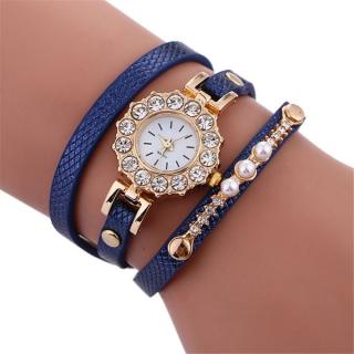 Hiamok_Stylish Simplicity Crystal Leather Bracelet Lady Womans Wrist Watch BU