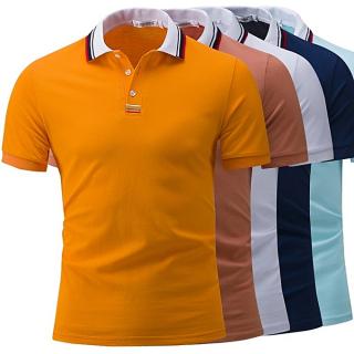 Men's Plaid Hit Color Polo Shirts Casual Men's Short-sleeved Lapel Polo Shirt Brand Men Polos-yellow