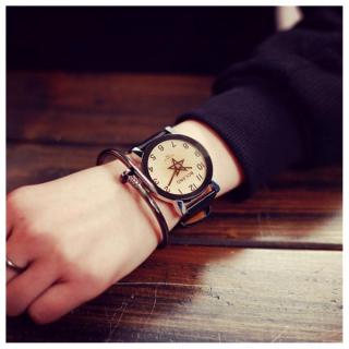Hiamok_Lovers Watch Women Leather Strap Quartz Analog Wrist Watch Watches S