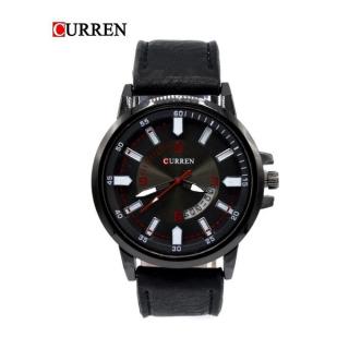 CURREN Male Quartz Watch Calendar Chronograph Men Wristwatch-Black