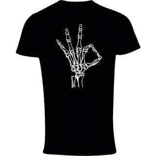 Skeleton OK Print T-Shirt - Black