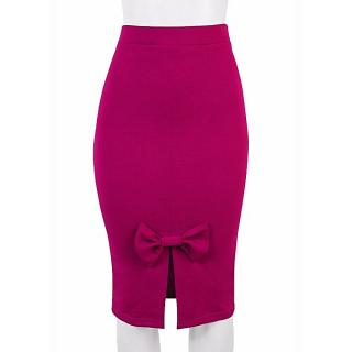 Ladies Pencil Skirt With Bow  - Pink