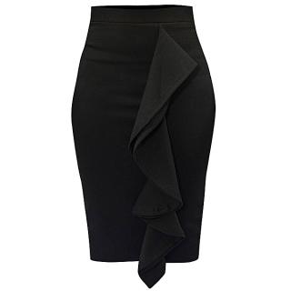 Front Drapery Tapered Skirt- Black