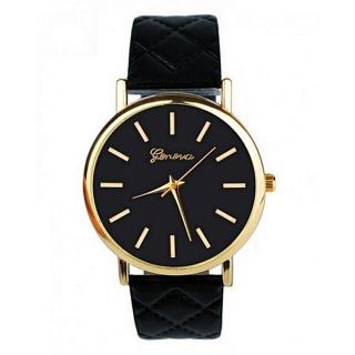 Geneva Leather Wristwatch- Black