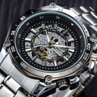 2018 WINNER Mens Watches Mechanical Full Steel Skeleton Shock Resistant Self-winding Man Automatic Watch Relogio Masculino