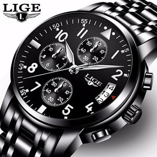 LIGE Watch Men Fashion Sports Quartz Clock Mens Watches Top Brand Luxury Full Steel Business Waterproof Watch Relogio Masculino 9825