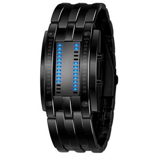 Xiuxingzi_Men's Black Stainless Steel Date Digital LED Bracelet Sport Watches BK
