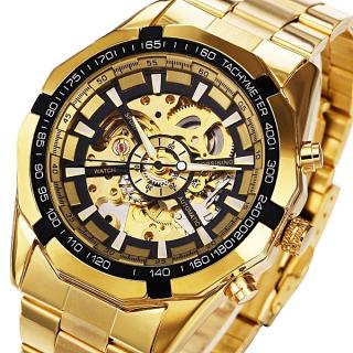 Men Skeleton Automatic Mechanical Watch Gold Skeleton Vintage Male Watches