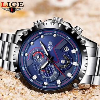 Relogio Masculino LIGE Brand Men's Fashion Watches Men Sport Waterproof Quartz Watch Man Full Steel Military Clock Wrist Watches 9821