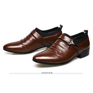 Men's Formal Lace Up Oafer PU Leather Shoes- Brown (1 Unit Per Customer)