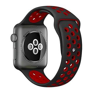 Sprots Band For Apple Watch 38mm 42mm - Durable Soft Silicone Replacement Sport Band IWatch Strap For Apple Watch Series 3 Apple Watch Series 2 Apple Watch Series 1 38mm 42mmBlack-Red