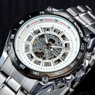 2018 WINNER Mens Watches Mechanical Full Steel Skeleton Shock Resistant Self-winding Man Automatic Watch Relogio Masculino