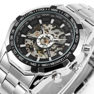 2017 Luxury Winner Automatic Skeleton Mens Watches Top Brand Luxury Fashion Silver Relojes Hombre Clock Mechanical Watches Mens