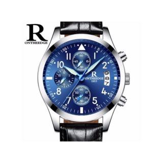 ONTHEEDGE Business Men Chronograph Watch Man Leather Quartz-Watch Waterproof Clock Date Wrist Watch Relogio Masculino 028