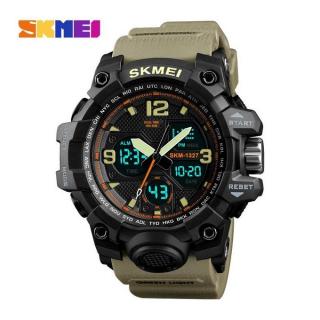 SKMEI Men Outdoor Sports Watch 2 Time Display Chronograph 50M Waterproof Watches Fashion Casual Wristwatch Relogio Masculino 1327