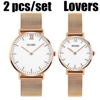 Couple's Wrist Watch Set (2pcs) Luxury Brand Lovers Watch Men Watch And Women Quartz Watch Waterproof Wristwatch Valentine Gift Girlfriend Gift-Gold Color