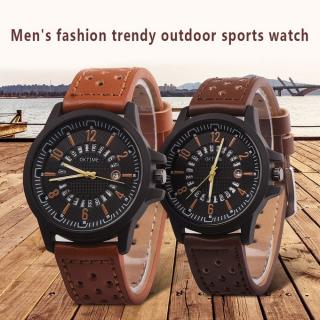 Wrist Watch Quartz Watch Creative Waterproof Round Outdoor Men Gifts Accessories Dark Brown