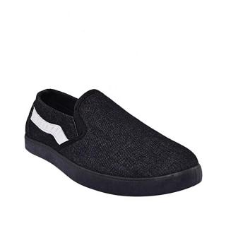 Dale Denim Slip On With White Stripe - Black