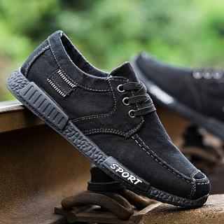 Denim Men Casual Canvas Shoes- Black