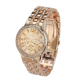 Exquisite Luxury Crystal Quartz Rhinestone Crystal Wrist Watch Rose GD