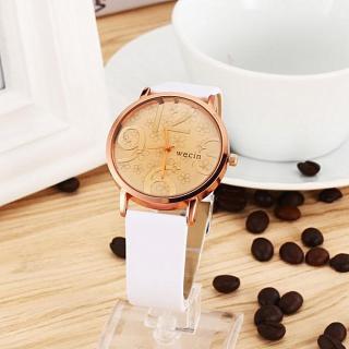 Henoesty Women Quartz Wrist Watch Leather Band Floral Print Casual Dress Watch WH