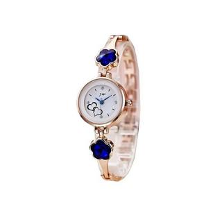 Ladies Wrist Watch With Royal Deep Blue Studs - Rose Gold