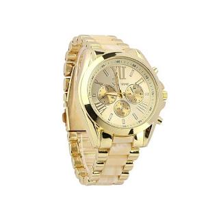 Stainless Steel Rhinestone Wrist Watch - Gold.