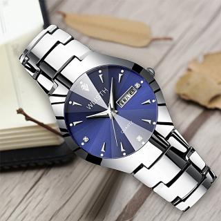 Couple Watch Luminous Waterproof Steel Belt Watch-blue