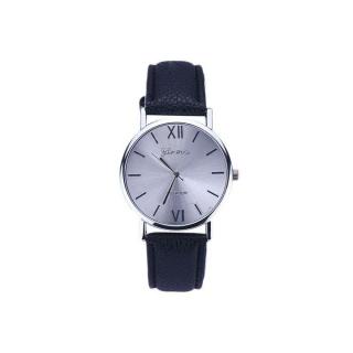 Lady Geneva Leather Analog Quartz Wrist Watch BK-Black