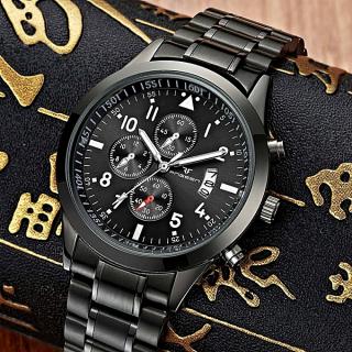 Luxury Studded Men's Women's Female Ladies Unisex Wrist Watch With Date-Black