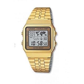 Men's Gold-Tone World Time Stainless Steel Watch A500WGA-1DF