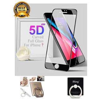 IPhone 7 5D Curved Full Covered Tempered Glass Screen Protector/iPhone 7 5D Screen Guard + IRing Phone Holder