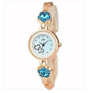 Studded Wrist Watch - Rose Gold/Light Blue