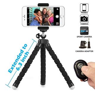Phone Tripod, SIX-QU 6.3in Adjustable And Flexible Phone Stand Holder With Wireless Remote Shutter And Universal Clip For Infinix Tenco IPhone, Android Phone, Camera And Gopro