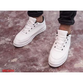 Leather Lace Up Sneakers - White