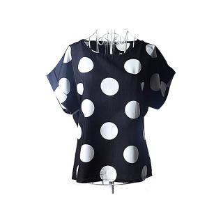 Casual Chiffon Top Dot Star Batwing Sleeve Shirt Blouse-3