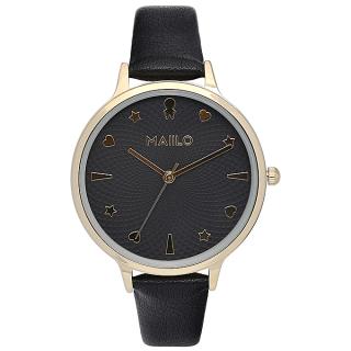 Time Teller Gold Black Strap Watch