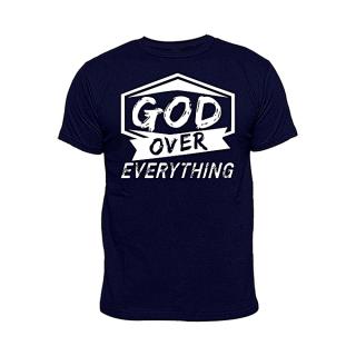 God Over Everything Print T-Shirt - Navy Blue