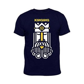 KINGING Print Round Neck T-Shirt - Navy Blue