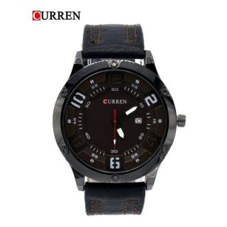 CURREN Male Quartz Watch Calendar Chronograph Men Wristwatch-Dark Brown