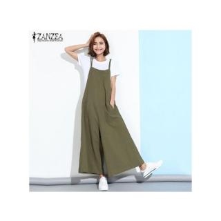 ZANZEA Fashion Women Casual Loose Jumpsuits Wide Leg Rompers Playsuits Overalls（Green）